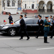 Kim Jong Un is escorted in a car surrounded by his bodyguards in Vladivostok, Russia, April 24, 2019.